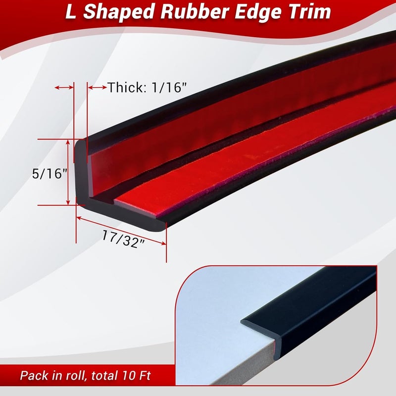 Protalwell Tile Edge Trim, Flexible Rubber L Shaped Small Size Corner Trim, Peel and Stick Edging Trim for Tile and Wall Edges, Table Edge Trim, Black Color, 10Ft - Image 2